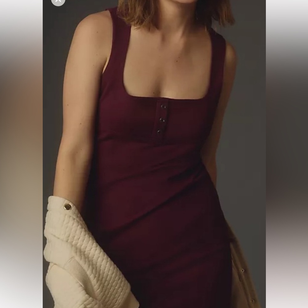 Anthropologie Burgundy Sleeveless Dress